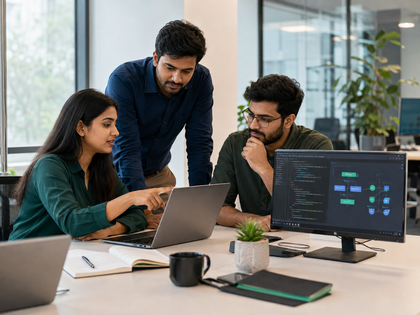 Indian digital professionals collaborating on web development, software and automation